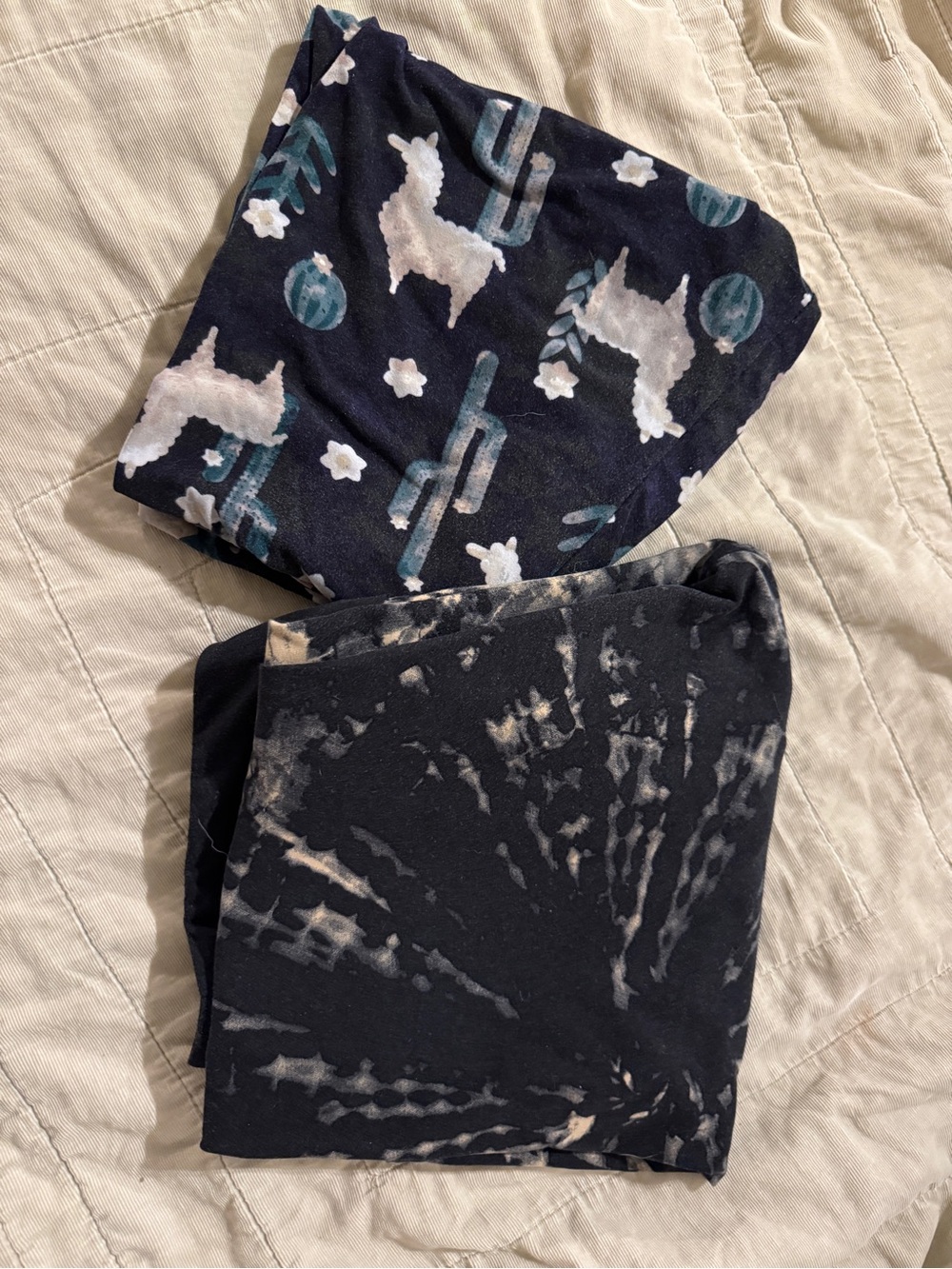 LuLaRoe Black Llama Print & Black Tie-Dye Leggings